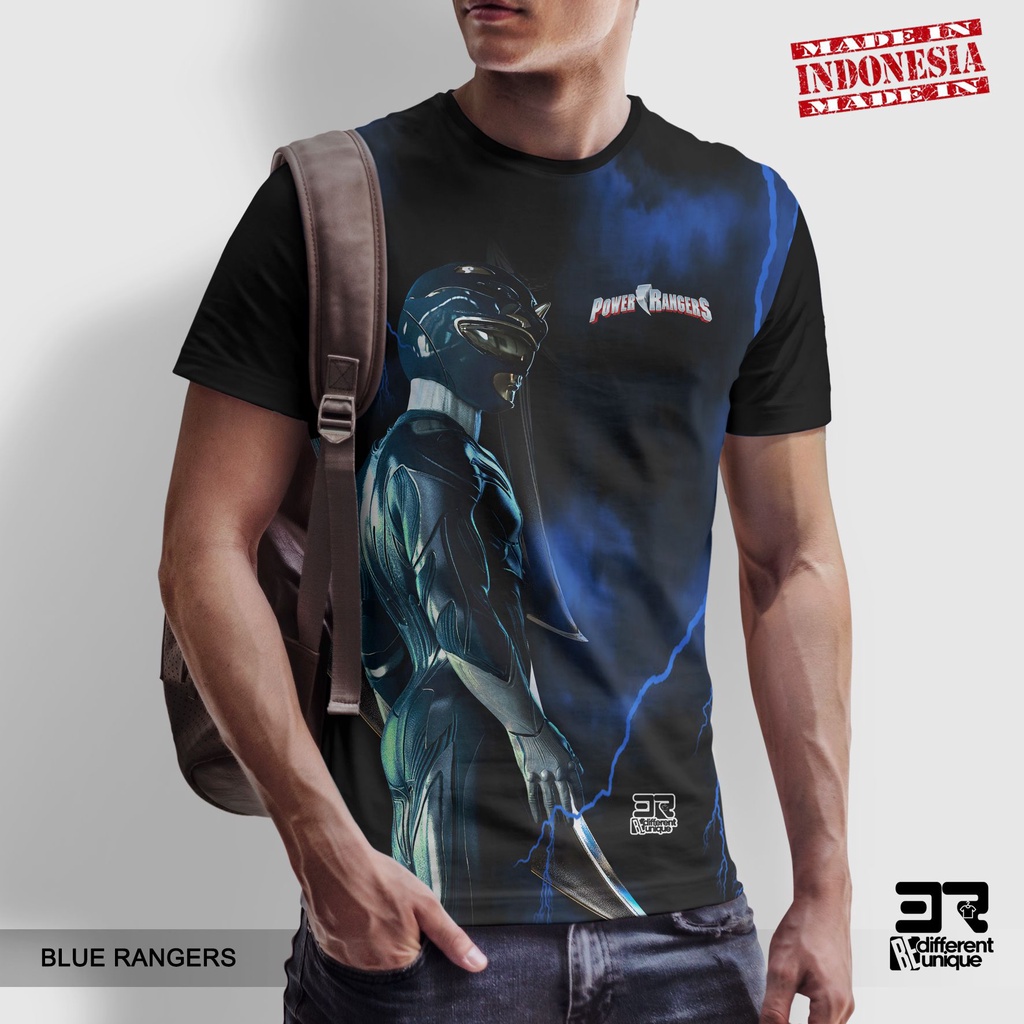 Jual [ COD ] KAOS PRINTING GAMBAR POWER RANGERS BLUE BIRU - BAJU KARTUN ...