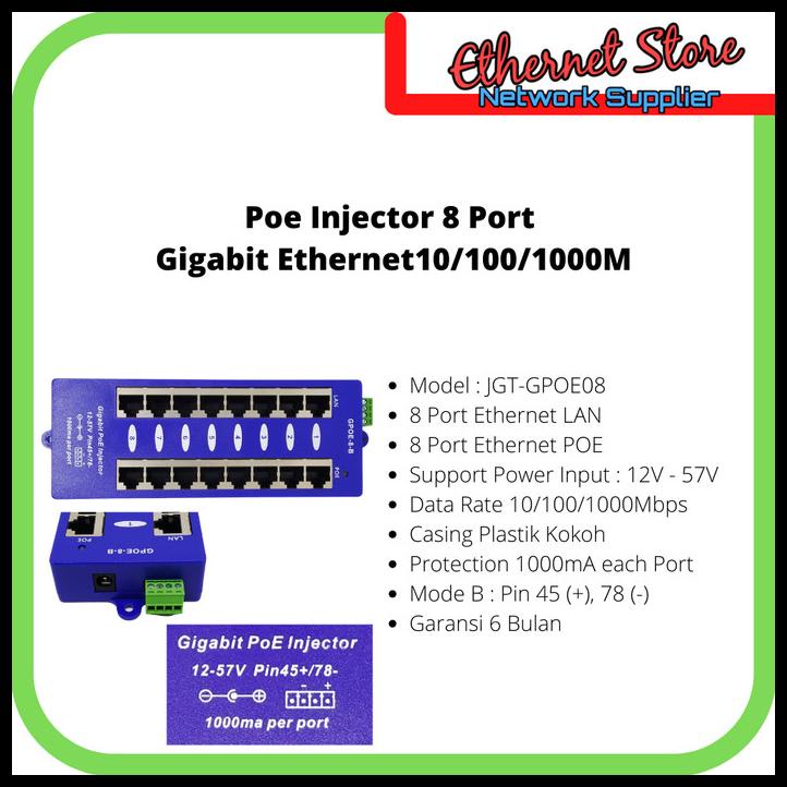 Jual Passive Poe Injector Gigabit 8 Port / Poe Gigabit 8Port / Gigabit ...