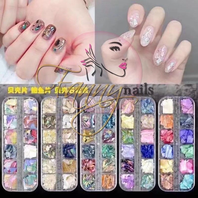 Jual 1SET SEA SHELL CHRUSHED STONE NAIL ART JAPAN NAILS / HIASAN