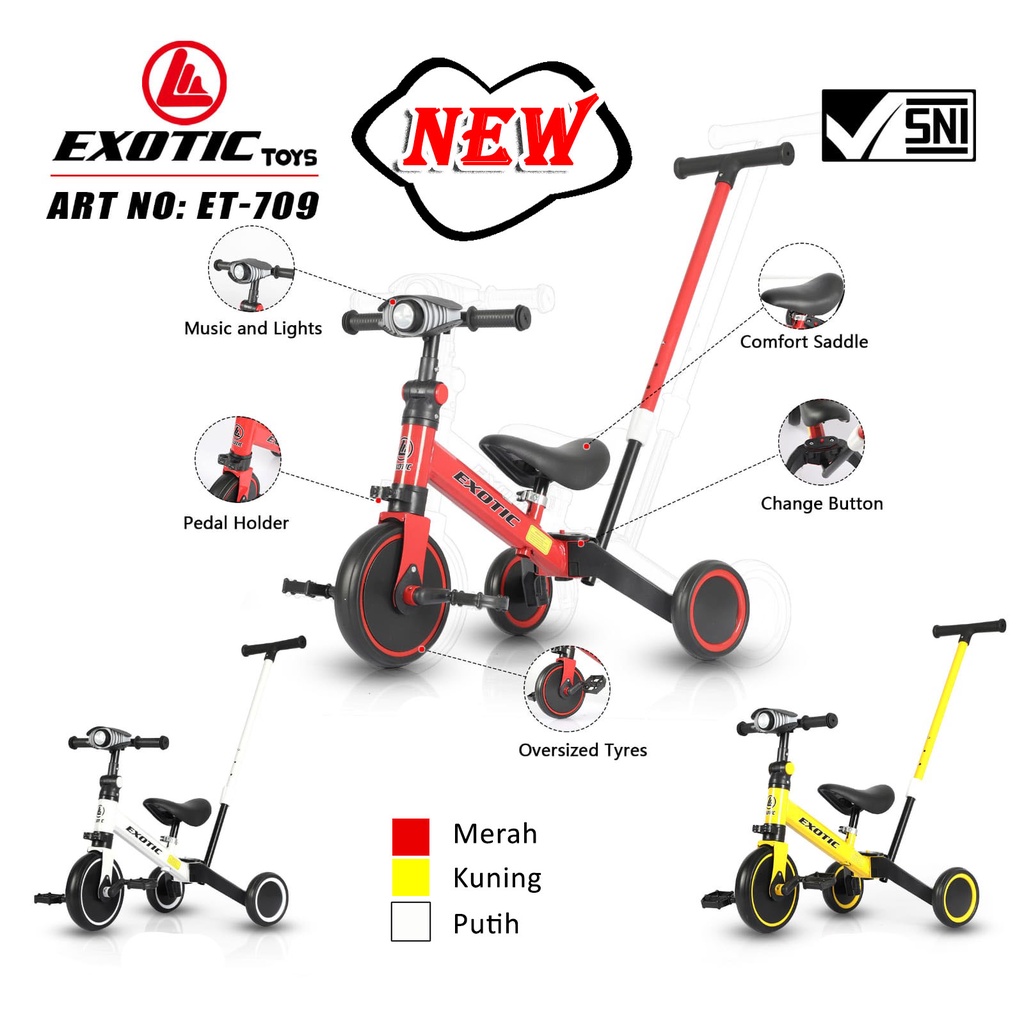 Jual balance bike 3 in 1 anak nuwa t209 balance bike exotic et709