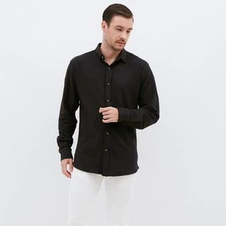 M231 Kemeja Pria Cotton Pique Panjang Hitam 1792A