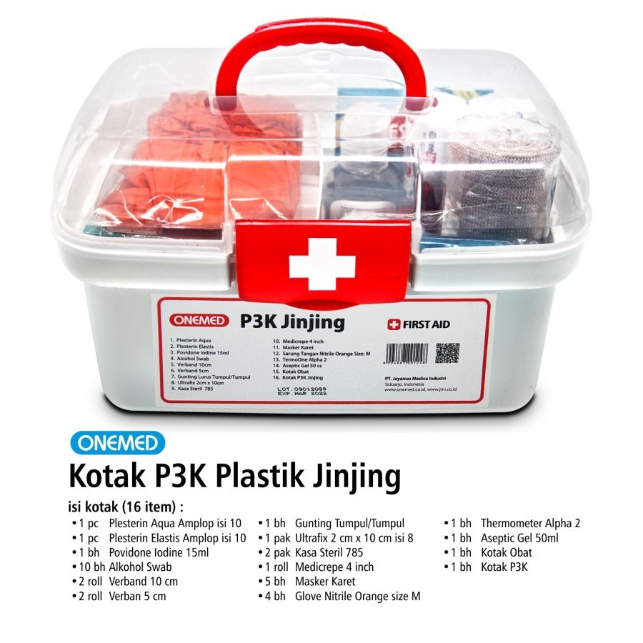 Jual Kotak P3K Plastik Jinjing Merk OneMed Isi Lengkap | Shopee Indonesia