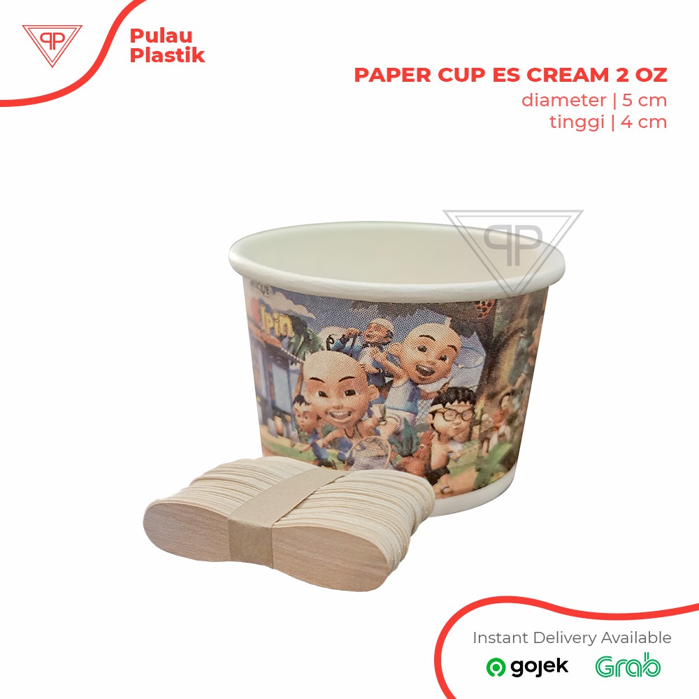 Jual Paper cup es krim / cup kertas ukuran 2oz GRATIS SENDOK / Isi ...