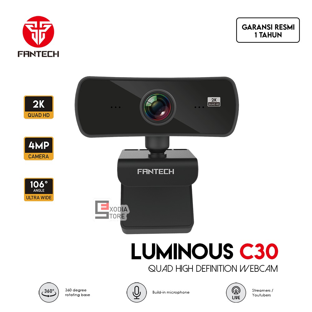 Jual Fantech Webcam K Mp Luminous C Qhd P With Microphone