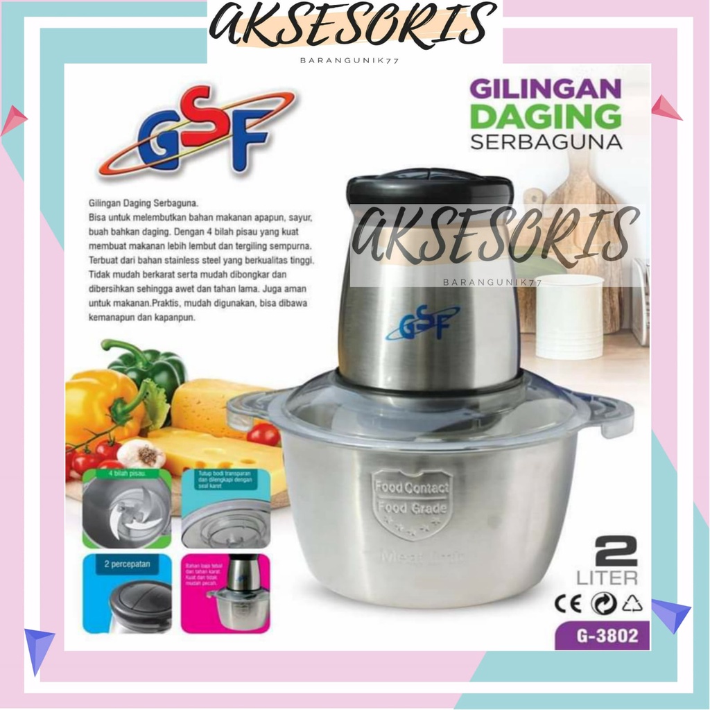 Jual BLENDER DAGING STAINLESS GSF 3802 / BLENDER DAGING CHOPPER HAN ...