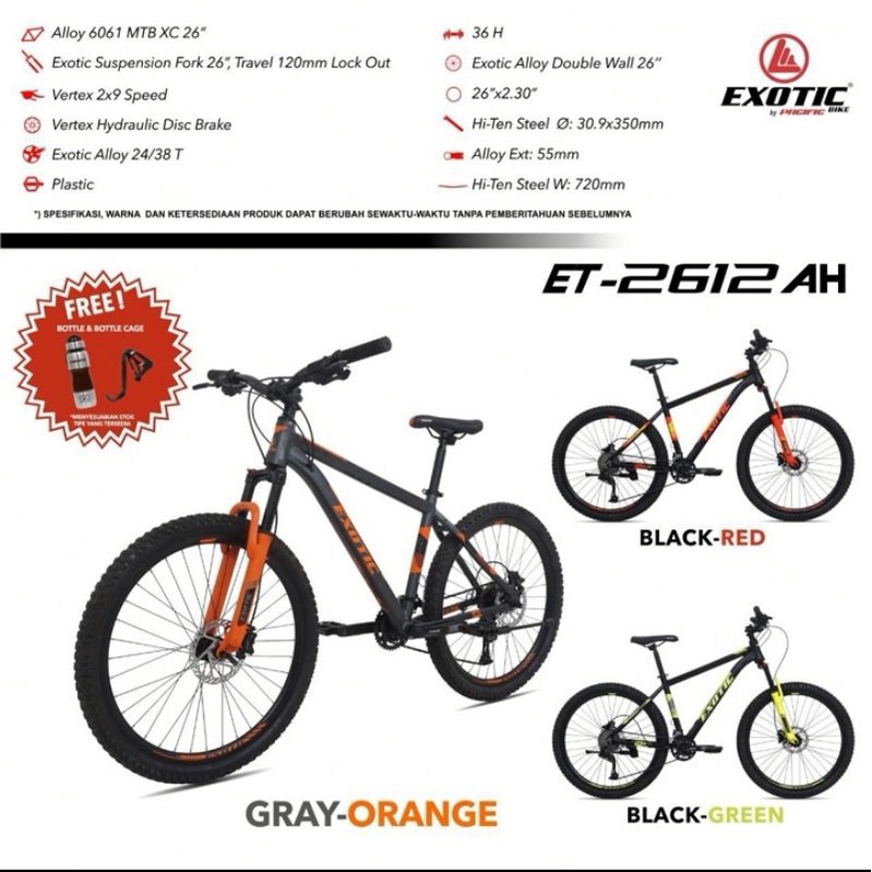 Jual Sepeda MTB 26 Exotic ET 2612 AH HD FL Alloy Hidrolik Murah ...