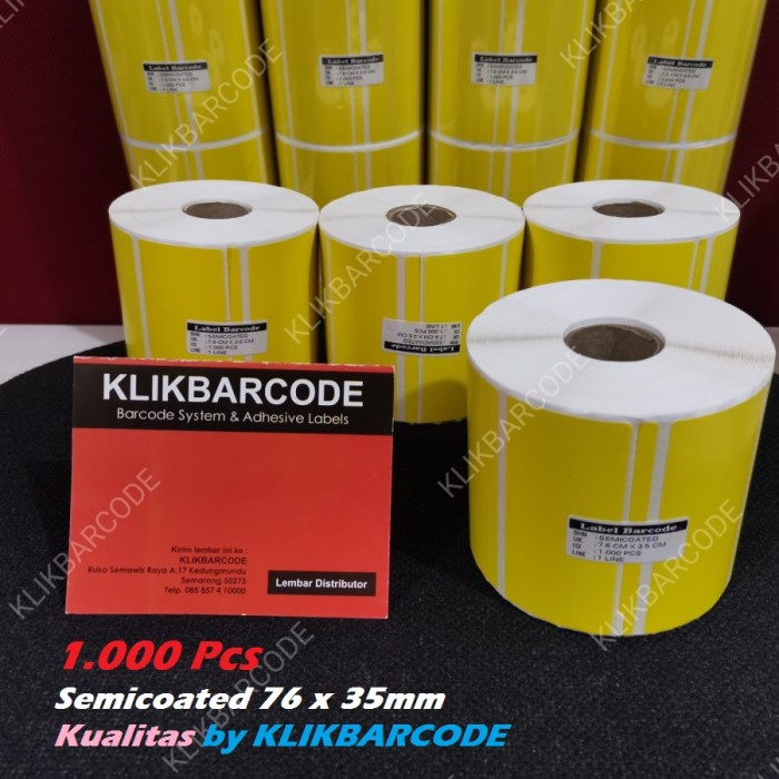 Jual LABEL BARCODE KUNING 76 X 35 GAP CORE 1