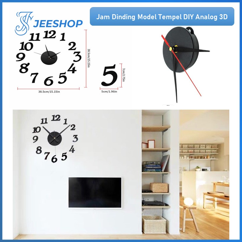 Jual Jam Dinding Tempel DIY Analog 3D Modern Wall Clock Jam Dinding
