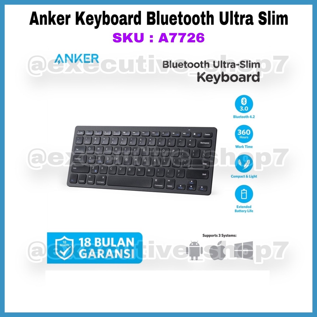 Jual Anker Keyboard Bluetooth Ultra Slim SKU A7726 Garansi Resmi