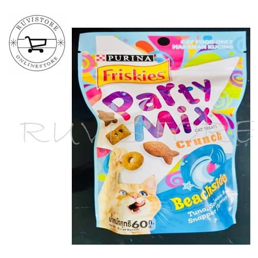 Jual MAKANAN KUCING PARTY MIX TREAT BEACHSIDE 60g Shopee Indonesia