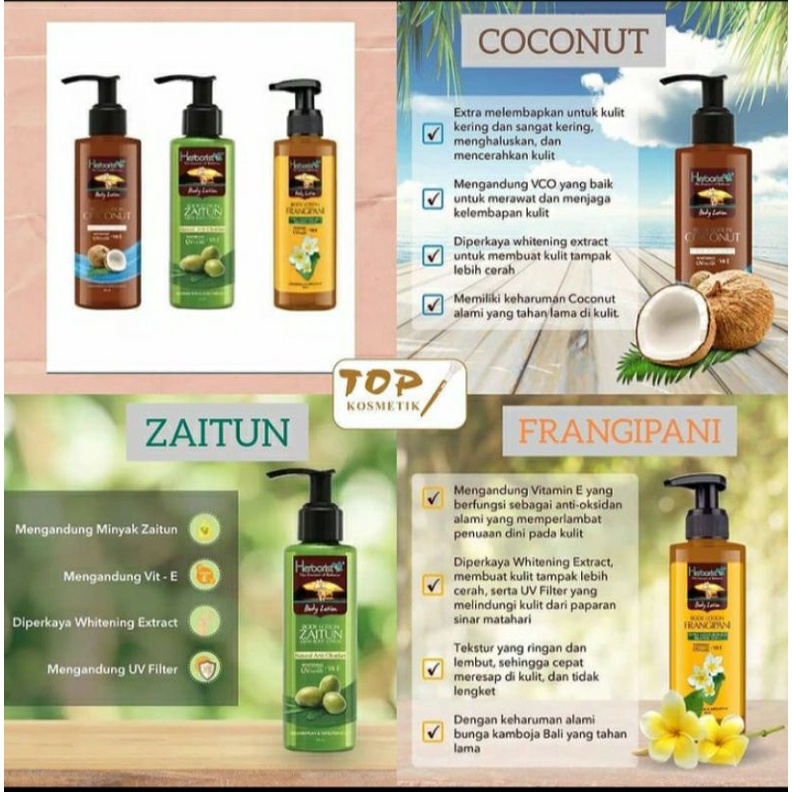 Jual Herborist Body Lotion 145 Ml Kemasan Pump ( Zaitun, Frangipani