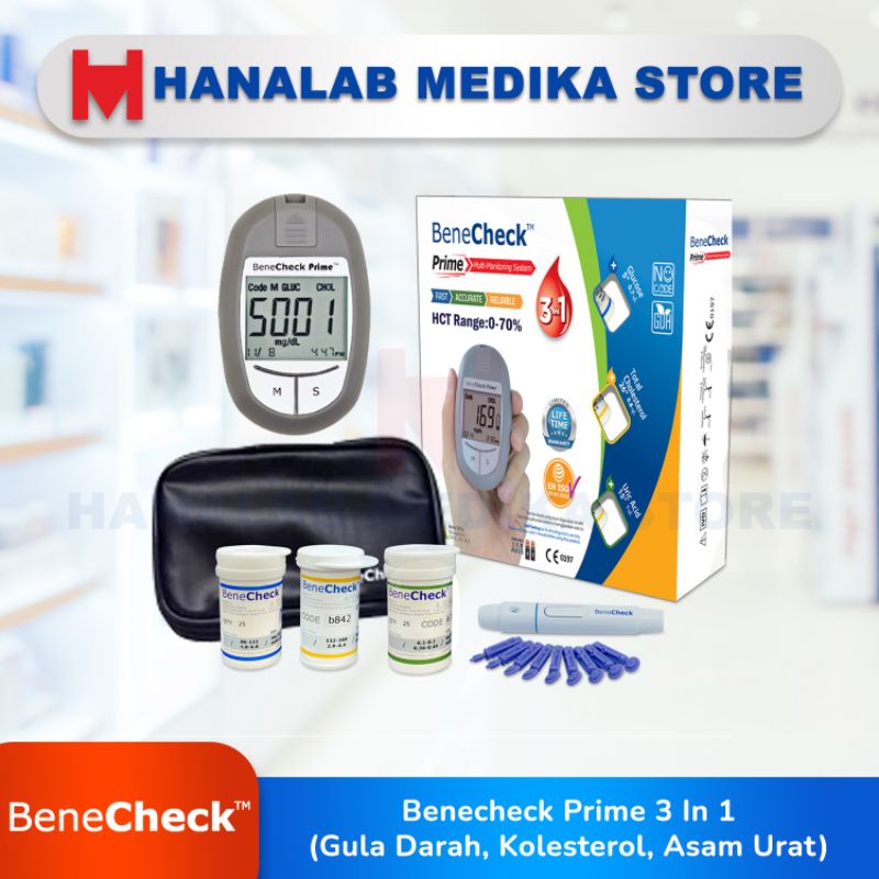 Jual Alat Benecheck Prime 3 In 1 (Gula Darah, Kolesterol, Asam Urat ...