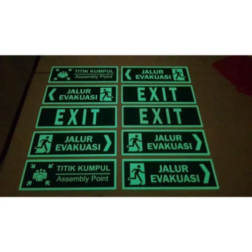 Jual Rambu Jalur Evakuasi - Exit 30cm x 10cm Akrilik Sticker Fosfor ...