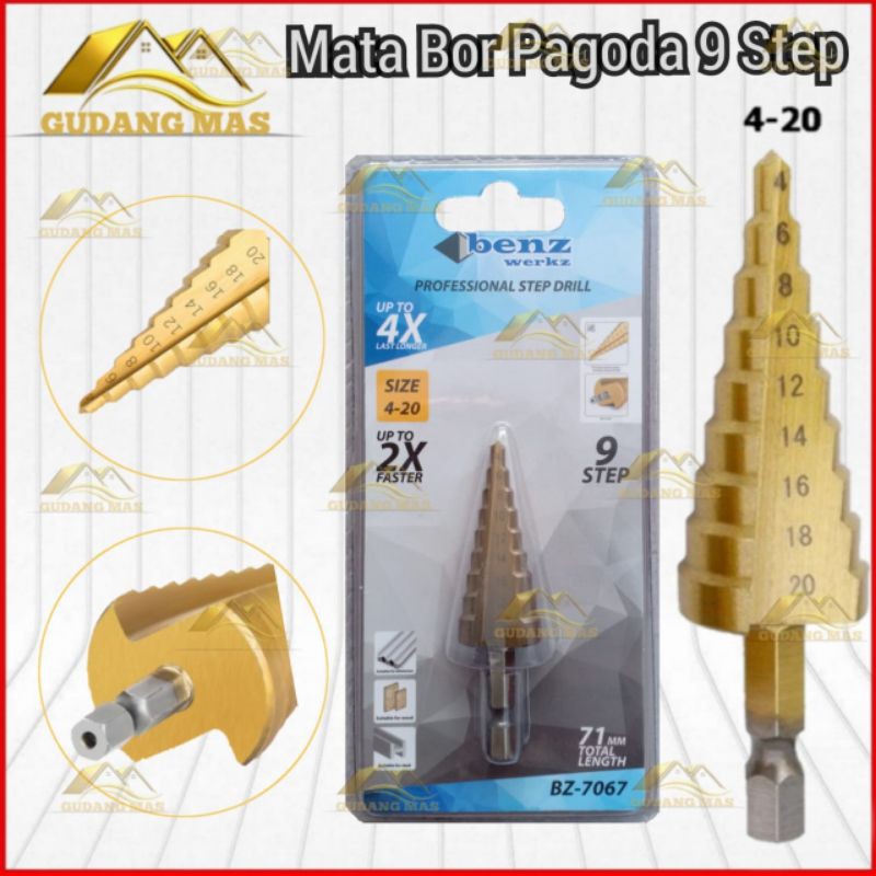 Jual Mata Bor Besi Pagoda 4mm 20mm Mata Bor Piramid Mata Bor Ulir Shopee Indonesia