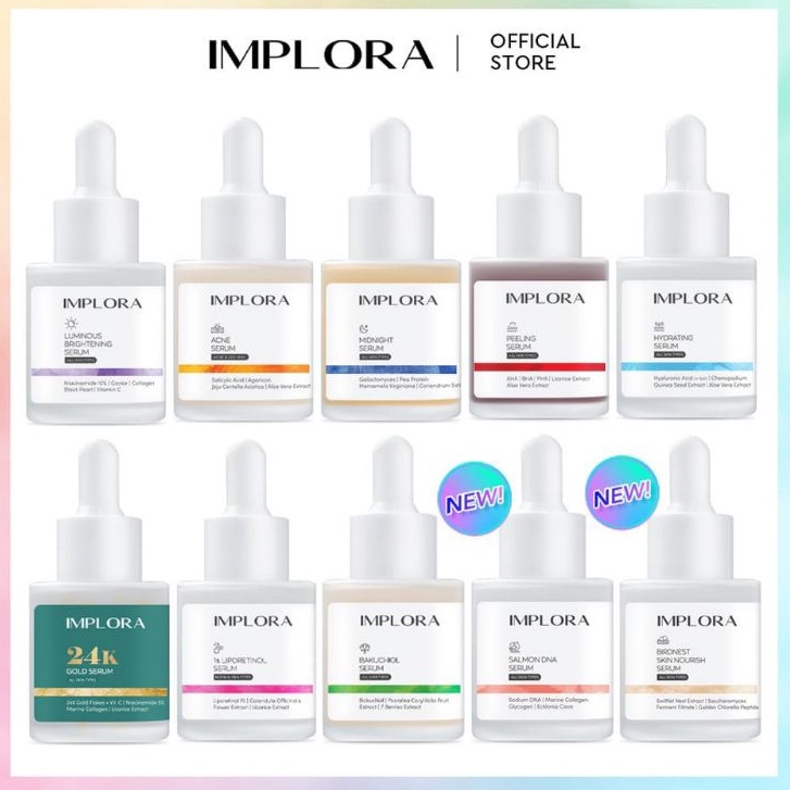 Jual Implora Face Serum Luminous Bright Serum Acne Peeling Midnight