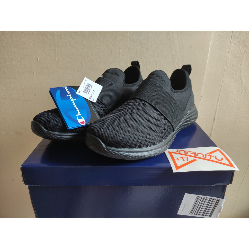 Champion Original Strike Slip On Full Black Women Sepatu Champion Slip On Wanita