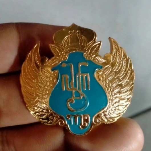 Jual Bros Pin Lambang Keraton Yogyakarta Kuning Emas Kombinasi Biru