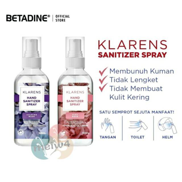 Jual Klarens Hand Sanitizer Spray Pembersih tangan 60ml dari Betadine