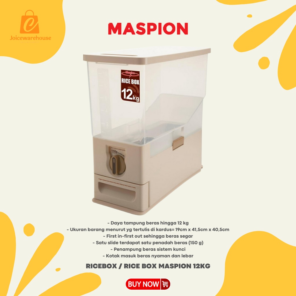 Jual TEMPAT PENYIMPANAN BERAS / RICEBOX / RICE BOX MASPION 12KG MRD ...