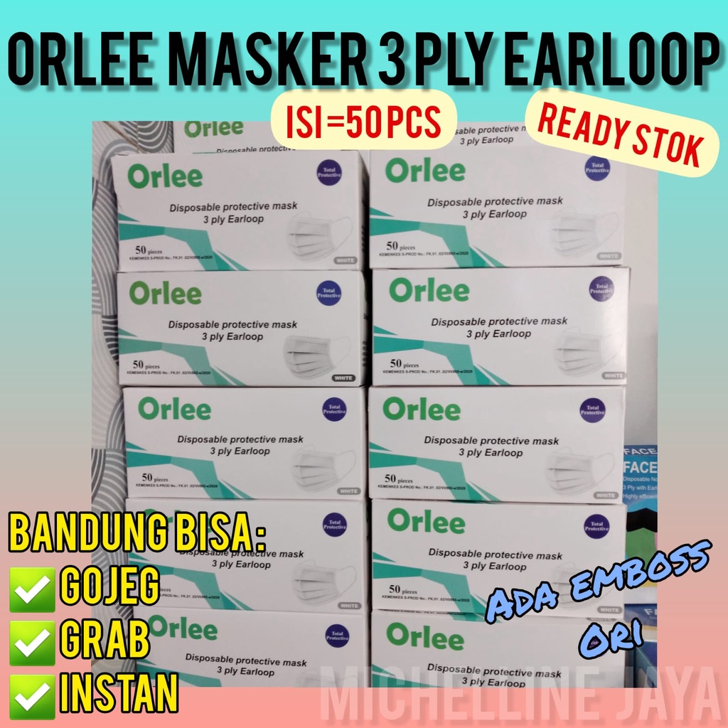 Jual MASKER 3PLY EARLOOP ORLEE ORIGINAL EMBOSS MASKER MEDIS TALI KUPING ...