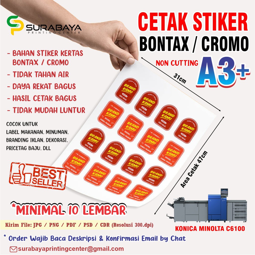 Jual Cetak Stiker Bontax Kromo Non Cutting Ukuran A3 Shopee Indonesia