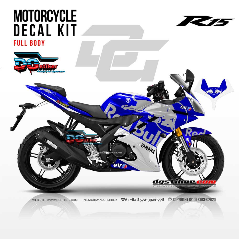 Jual Decal R15 V2 Redbull Tech3 Biru Putih | Shopee Indonesia