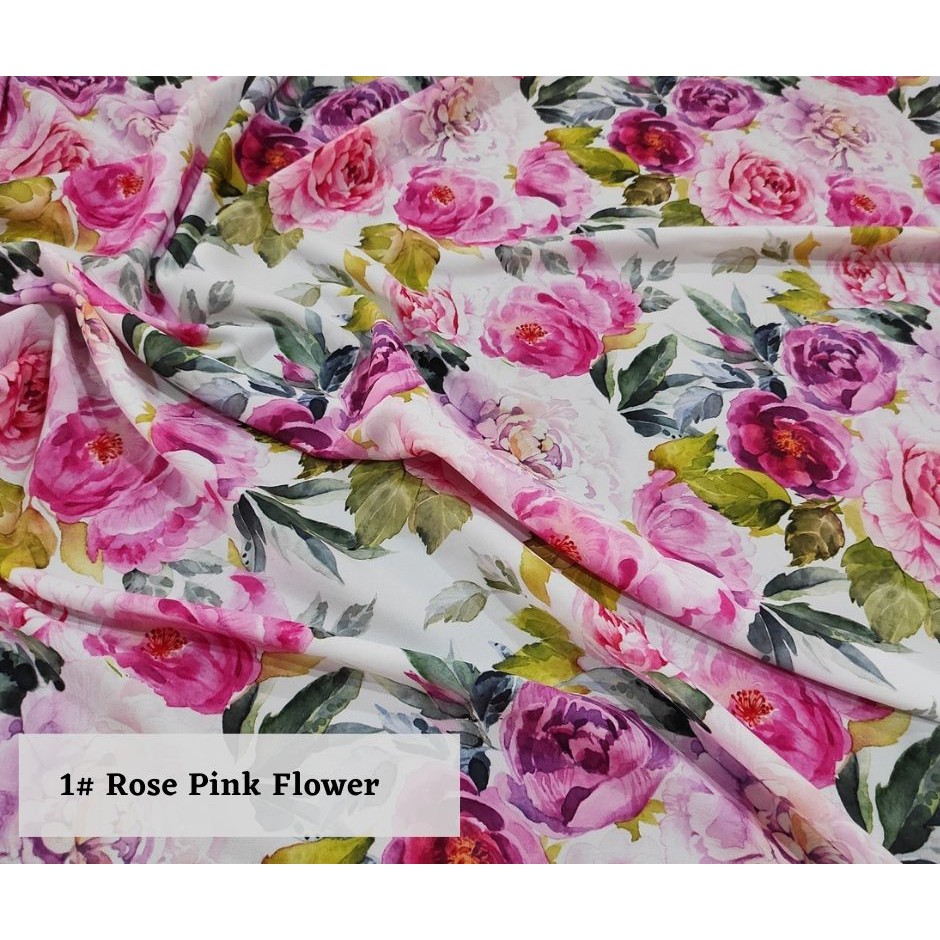 Jual Kain Print Bunga Sutra / Kain Sutra Woolpeach / Mosscrepe - Rose ...