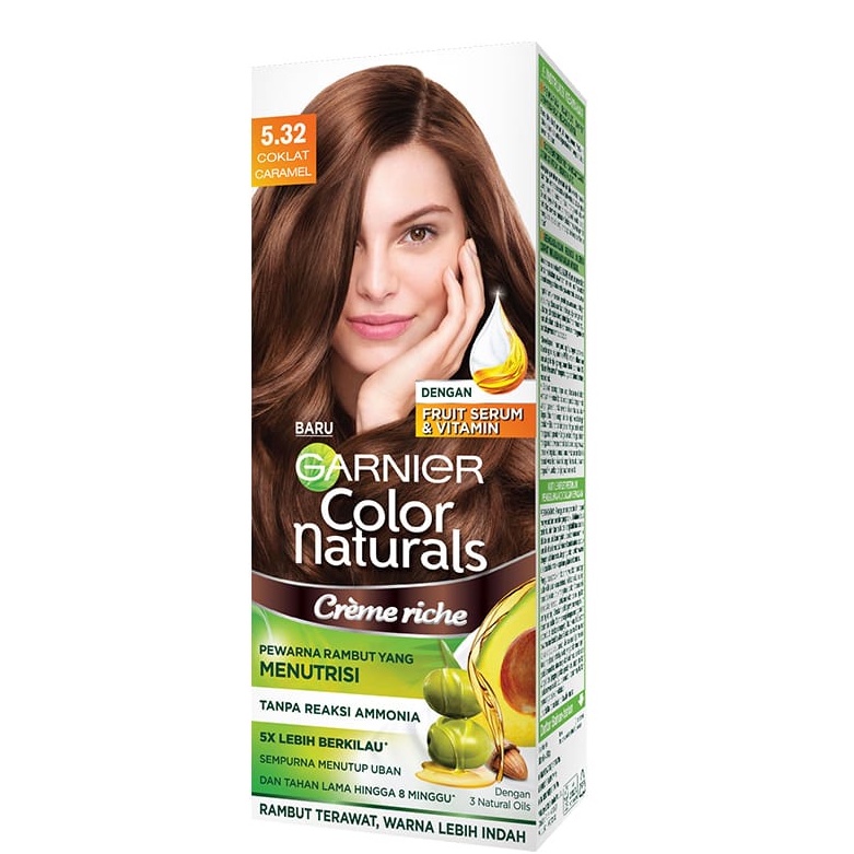 Jual cat rambut garnier color natural Coklat caramel 5.32 pewarna ...