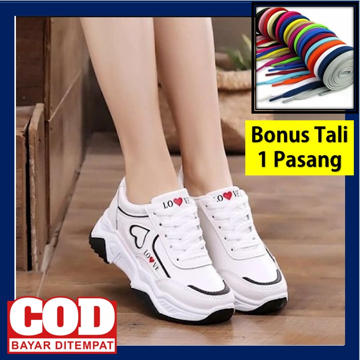 Jual Sepatu Sneakers Wanita Gaya Korea Love Import Terbaru Kekinian