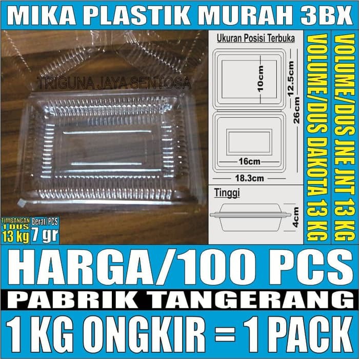 Jual Mika 3bx Plastik 100pcs Mika Nasi Kuning Murah Kotak Makanan Per