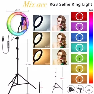 Ring Light Led 26Cm Lampu 26 Cm Make Up Vlog Ringlight Tripod 2.1M