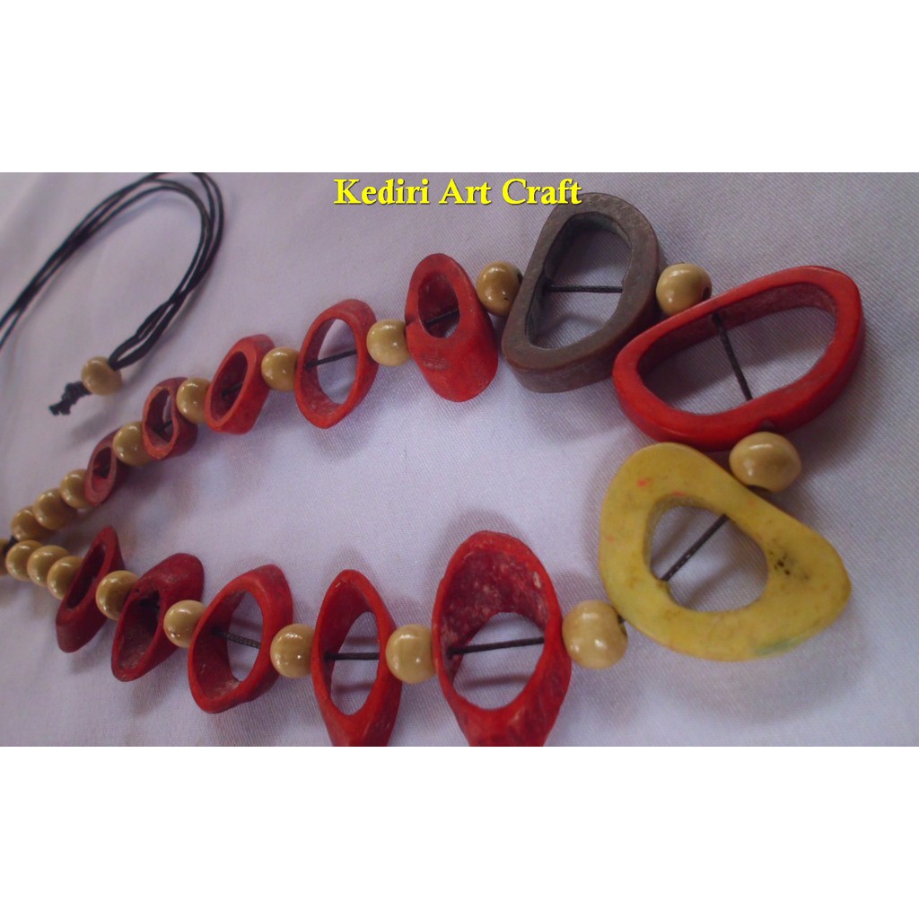 Jual JUAL Kalung Etnik Jember TULANG SAPI Model Poleng Warna Merah ...