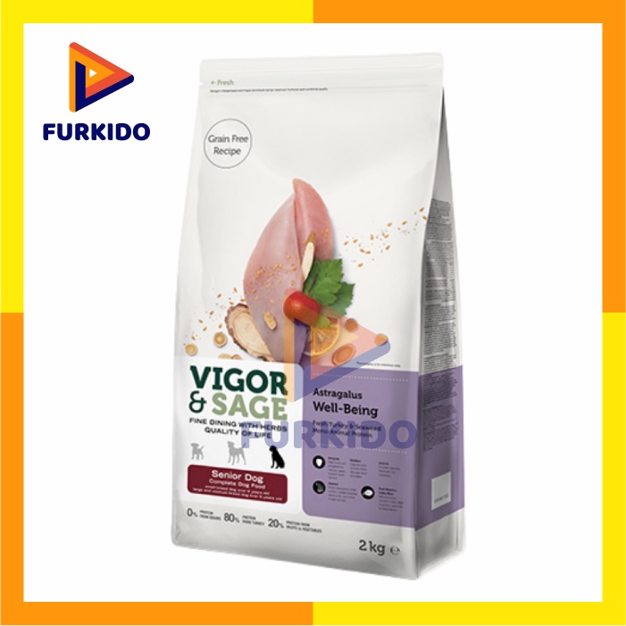 Jual Vigor & Sage Dog Senior Astragalus Well Being Turkey Seaweed 2 Kg ...