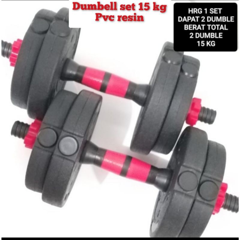 Jual dumbell set barbel set pvc resin 15 kg | Shopee Indonesia