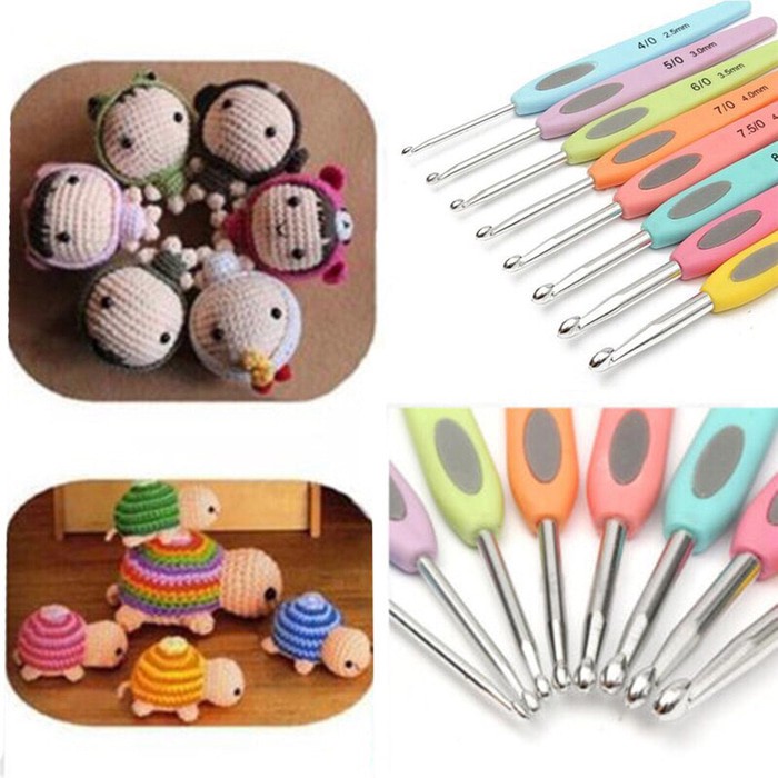 Jual Alat rajut jarum rajut hakpen set 8pc multicolour | Shopee Indonesia