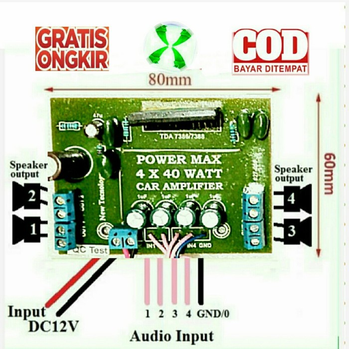 Jual Murah!! Kit Power Amplifier Toshiba 4 Channel BTL Stereo plus