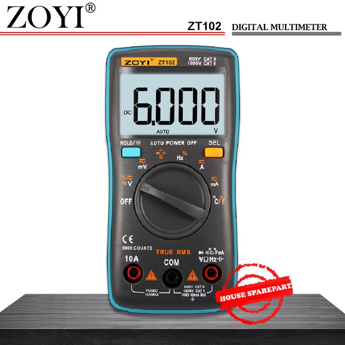 Jual Spart112 ZOYI ZT102 True RMS Multimeter Multitester Digital