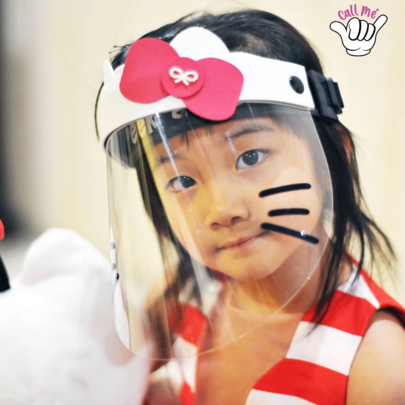 Jual Thematic Faceshield Hello Kitty Flip and adjustable untuk new born ...