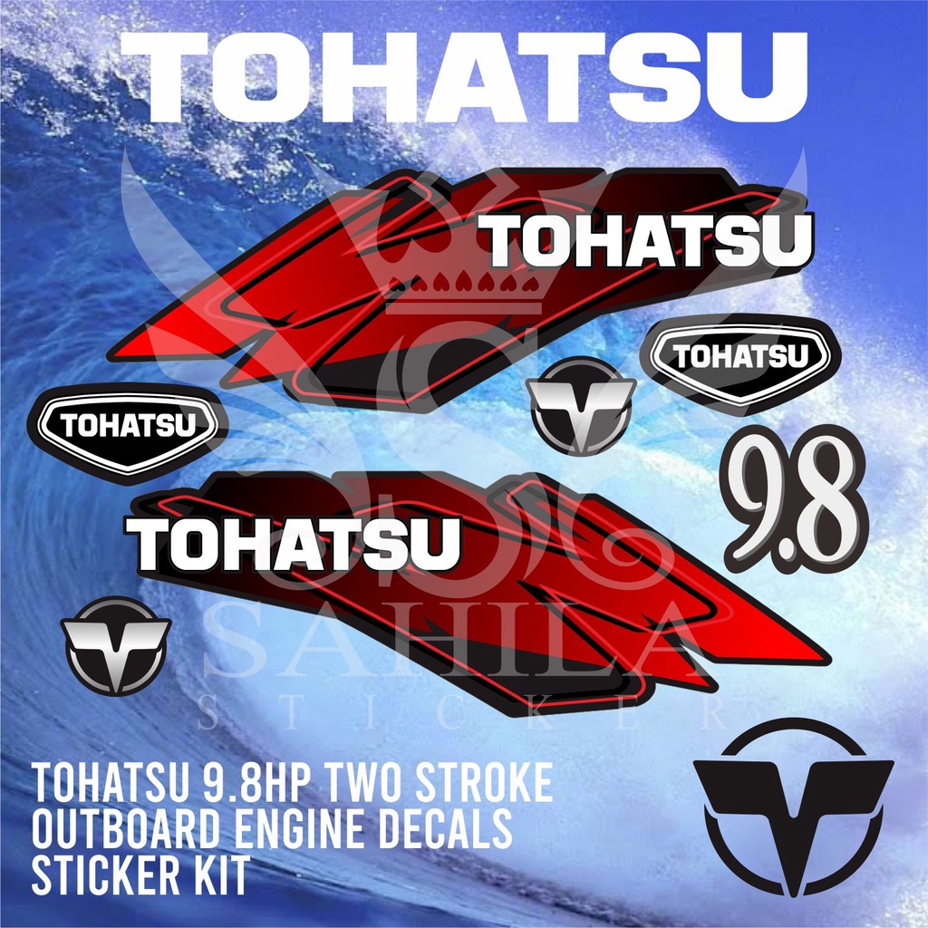 Jual STIKER MESIN TEMPEL TOHATSU 9.8HP TWO STROKE OUTBOARD ENGINE DECAL ...