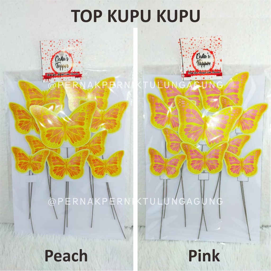 Jual Topper Kue Kupu Kupu - Warna Gold-Pink, Gold-Peach Butterfly ...