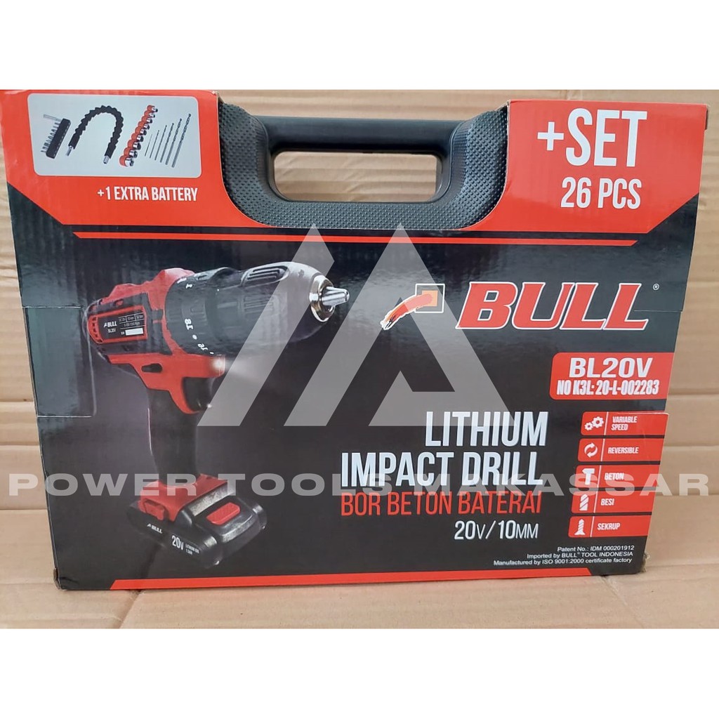 Jual Mesin Bor Baterai Beton 20v 20 V Bull / Impact Cordless Drill ...