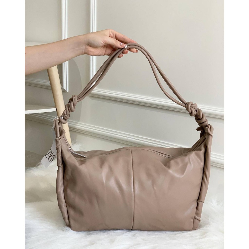 Zara tote bag with gathered side detail sale