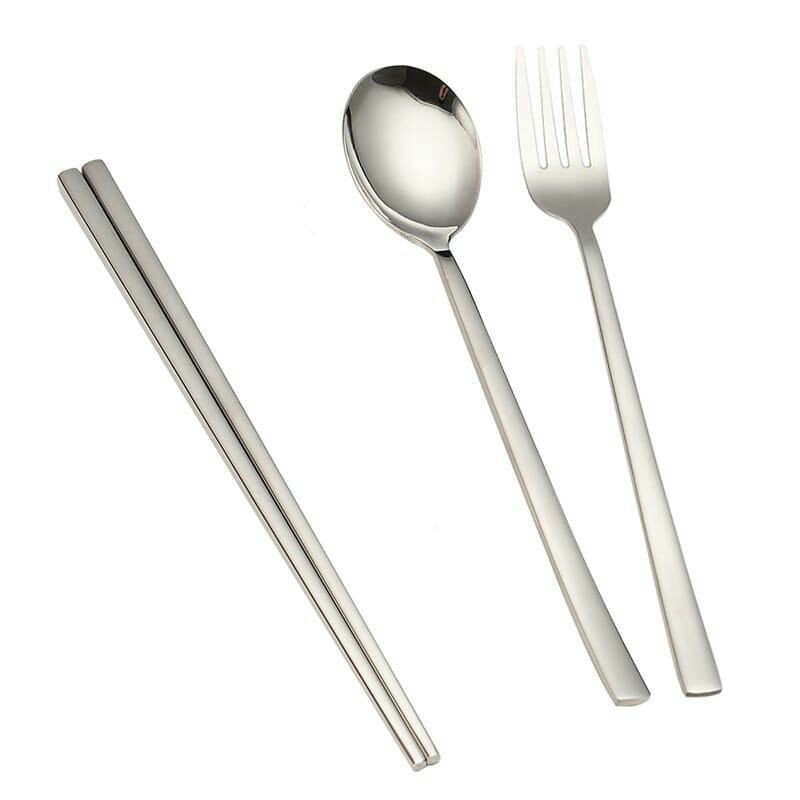 Jual Sendok Garpu Sumpit Set Korea Stainless Silver Size Standard