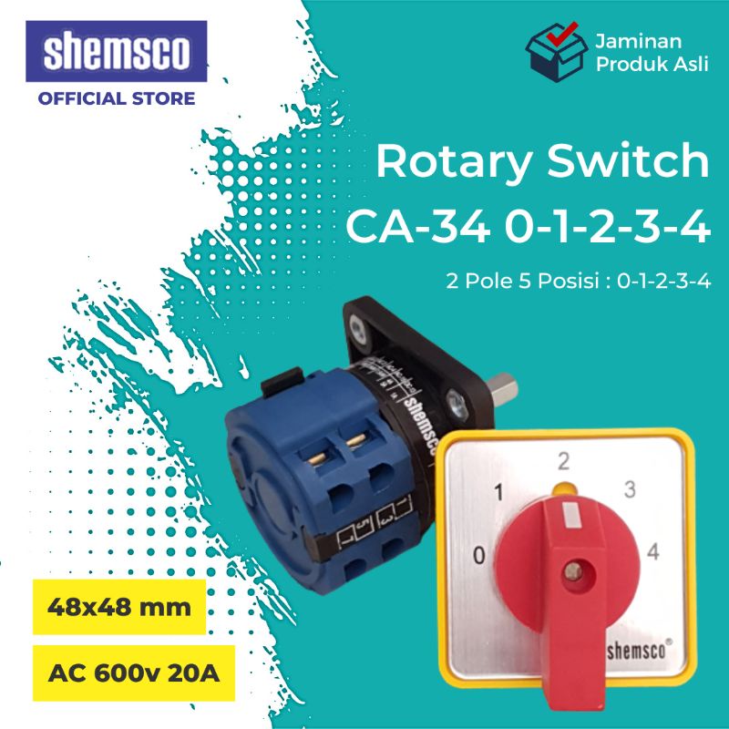 Jual AC 600v 20A Rotary Selector Switch 5 Posisi 2 Pole 01234
