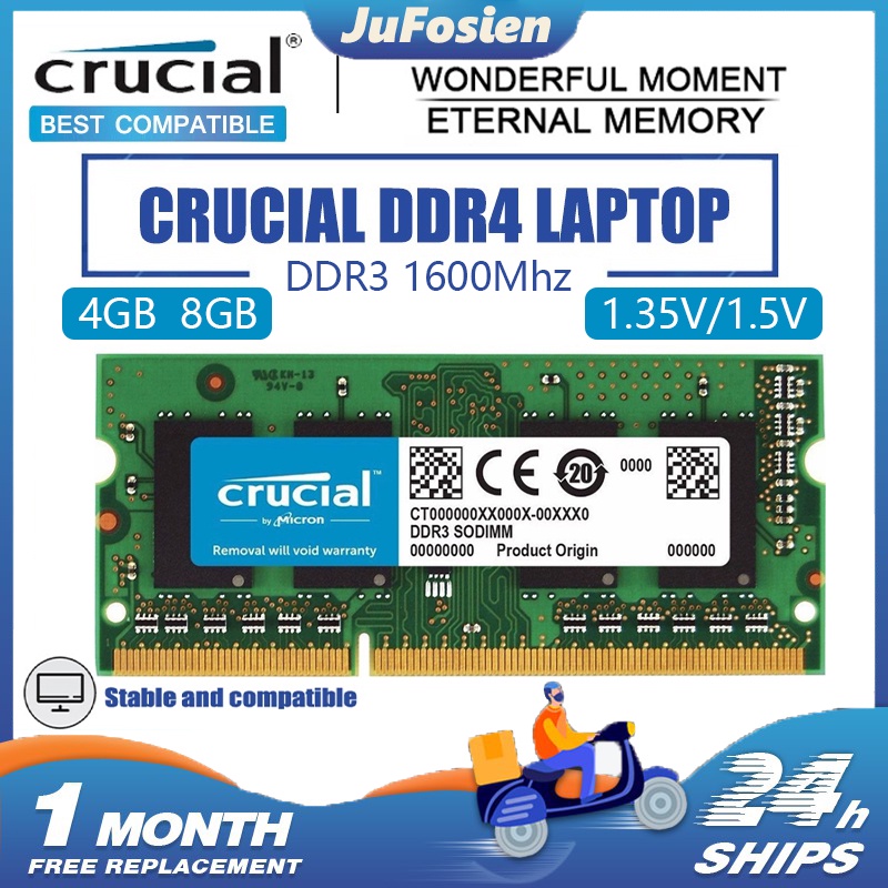 Jual Notebook Crucial DDR3 RAM 4GB 8GB PC4 1600Mhz 1.35V/1.5V | Shopee ...
