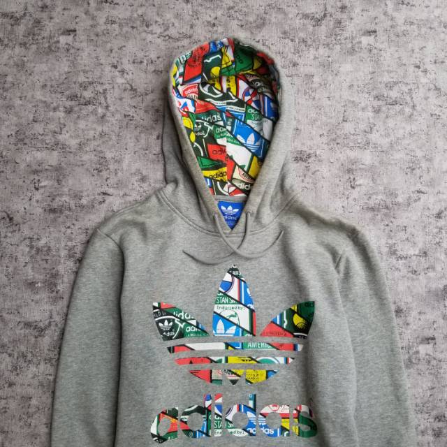 Adidas trefoil hot sale hoodie multicolor