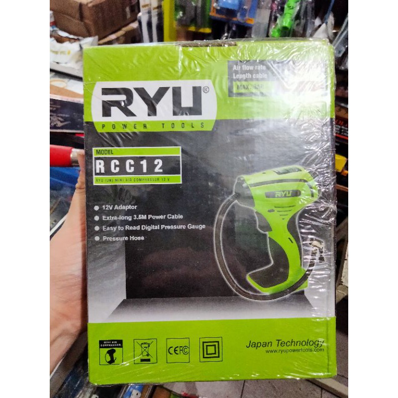 Jual kompresor mini pompa ban mobil ryu dc12v rcc12 ( colok di mobil ...