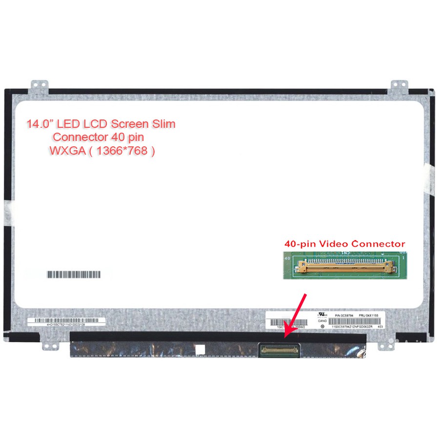 Dalle écran LCD LED 14" N140BGE-L42 Rev.A5 1366x768 - Connecteur 40 Pins, Neuf