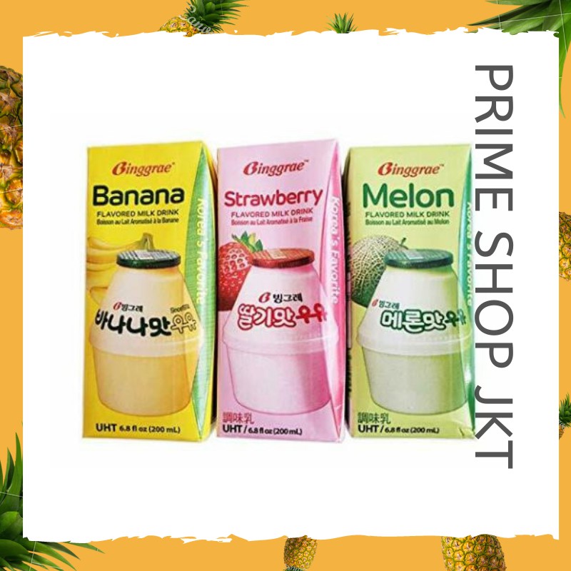 Jual Binggrae Strawberry Banana Melon Flavored Milk Drink - Susu Korea ...