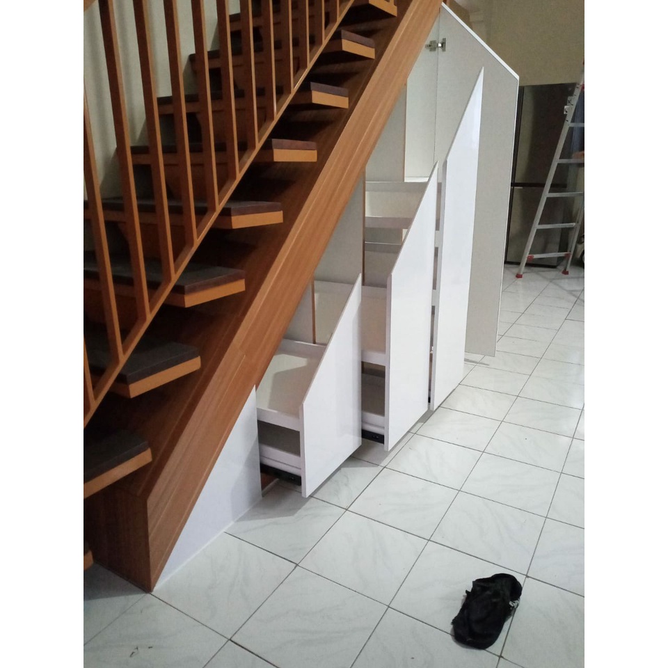 Jual lemari bawah tangga kayu minimalis custom jakarta | Shopee Indonesia